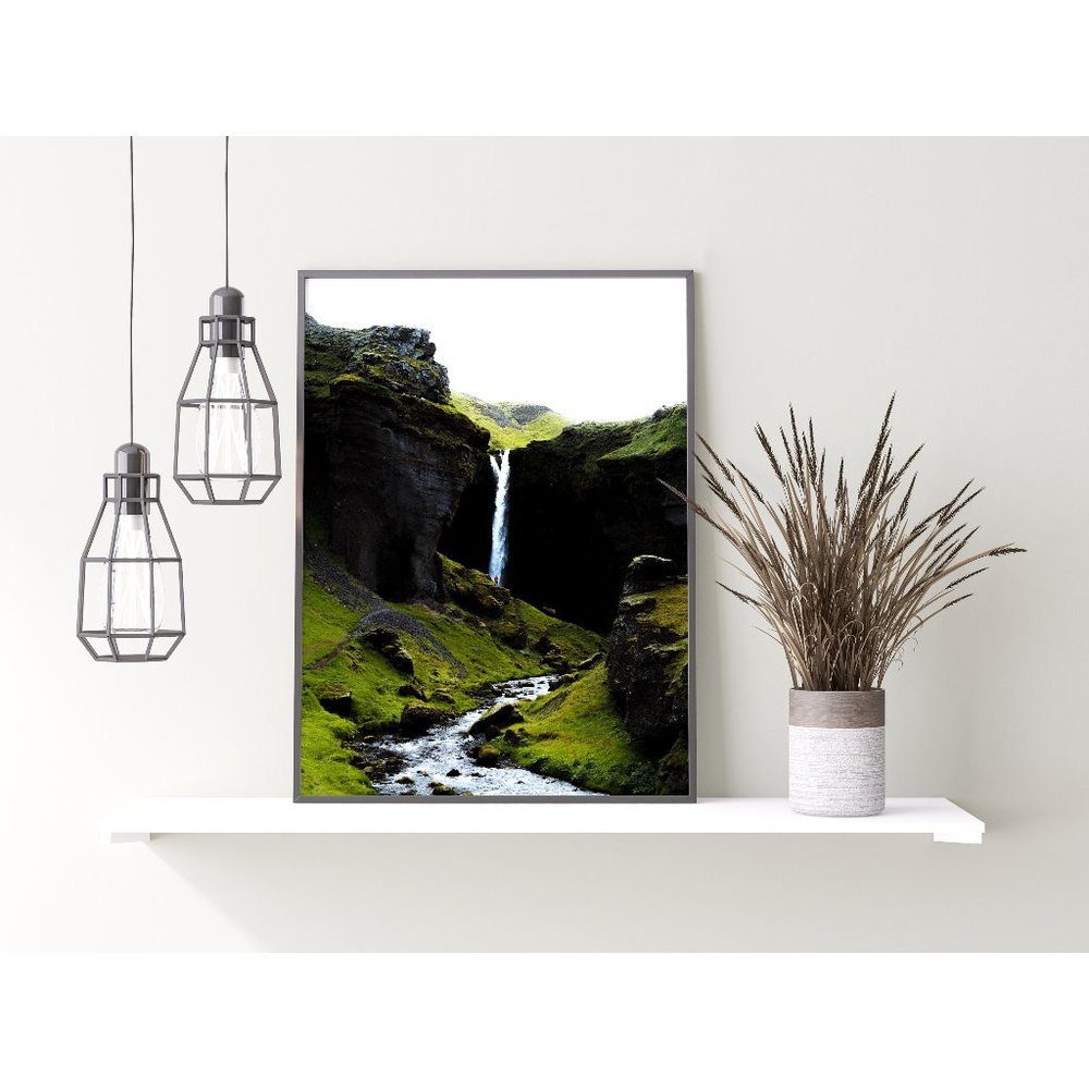 Kvernufoss In South Iceland Waterfall Wall Art Design Poster Print Decor
